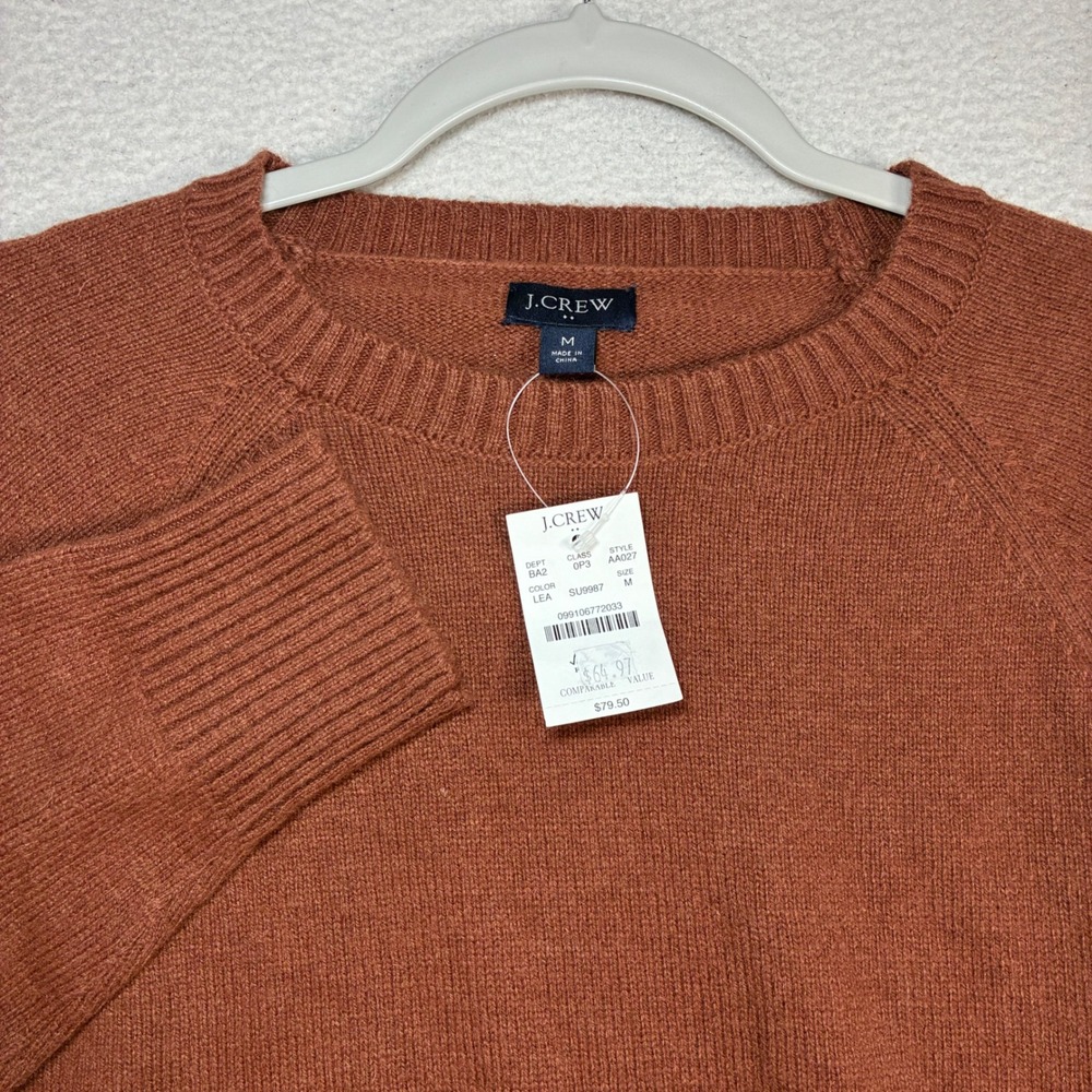 J Crew Lambswool Crewneck Sweater Men M Brown Blend Pullover Preppy Winter NWT